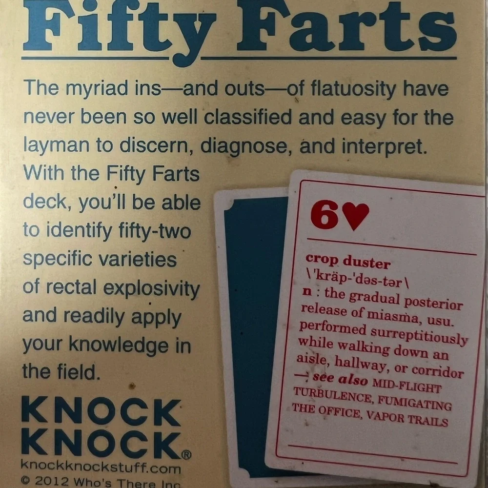 Knock Knock "Fifty Farts" Learning Guide Gag Gift Cards - Picture 8 of 8